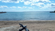 Centennial Beach, painting by bike