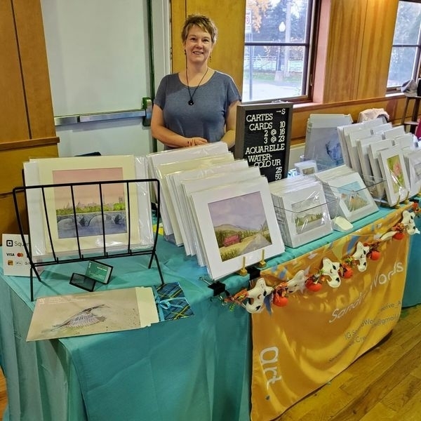 Sandra Woods at her booth at the 2023 Gathering of Artisans