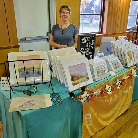 Sandra Woods at her booth at the 2023 Gathering of Artisans