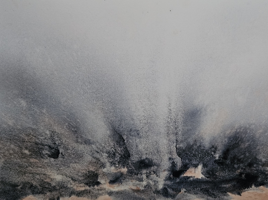 Eruption of Pain; watercolour | Éruption de douleur : aquarelle