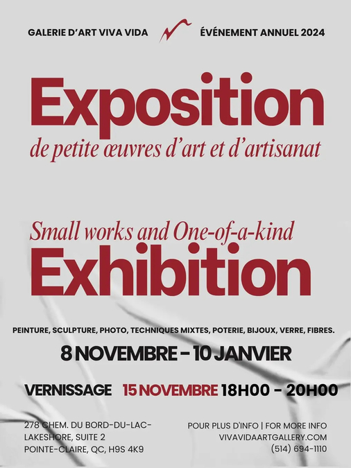 Poster for the "Small Works & One-of-a-Kind" exhibition at Viva Vida Gallery